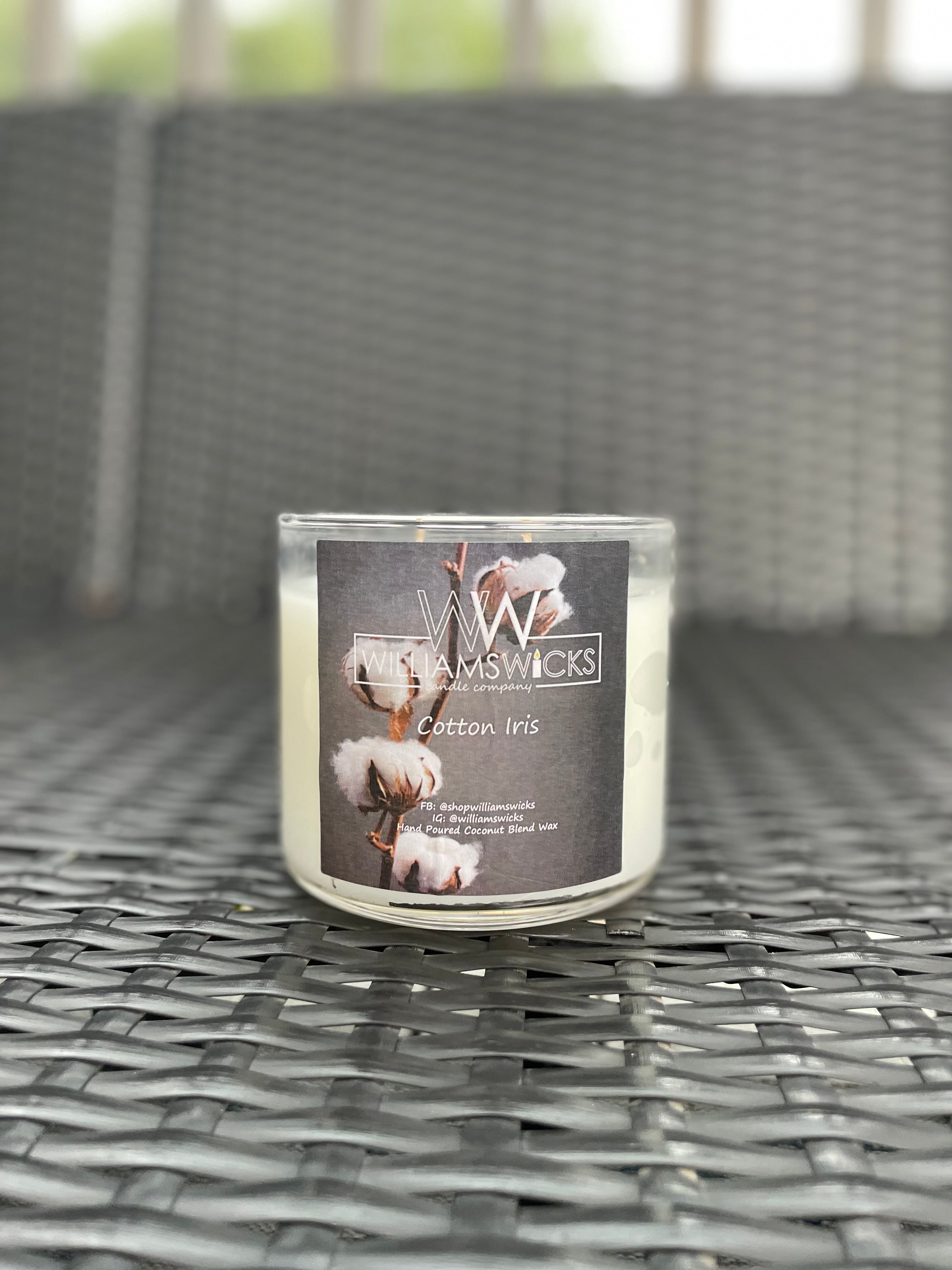 Cotton Iris *CLEAN*: 15oz double wick